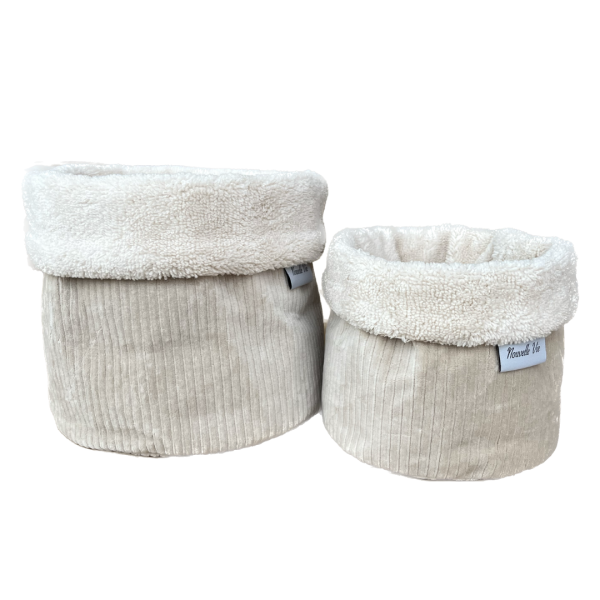Commodemandjes rib velvet beige - Afbeelding 2
