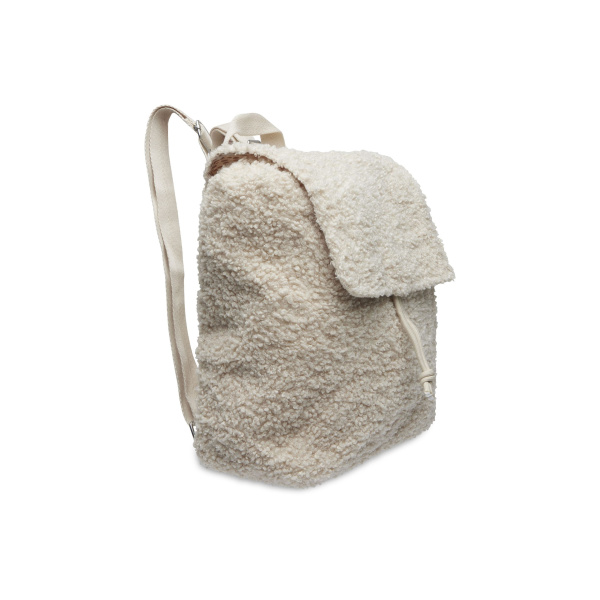 Rugtasje boucle teddy naturel