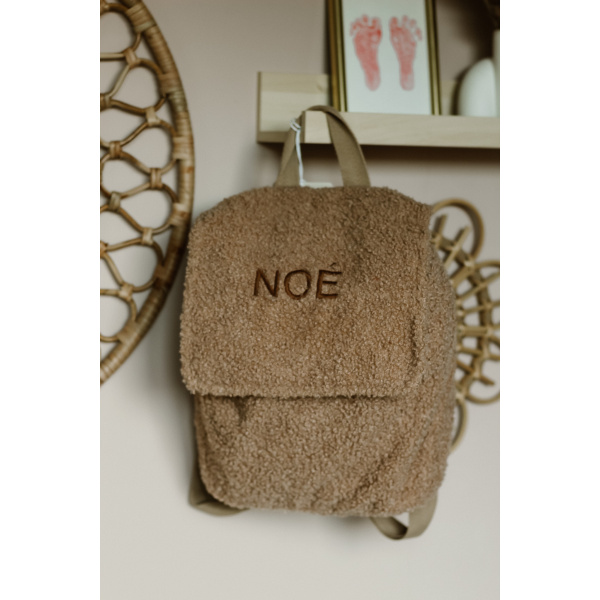 Rugtasje boucle teddy biscuit