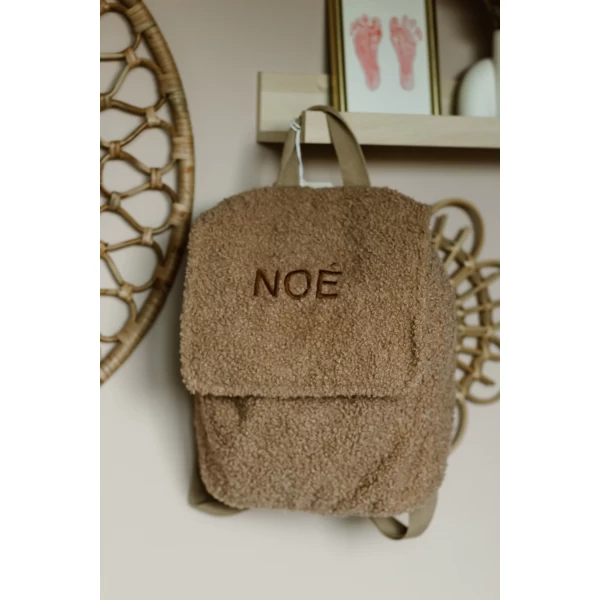Rugtasje boucle teddy biscuit