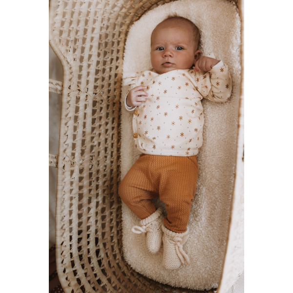 Overslagshirtje little flower naturel en broekje mini cable camel