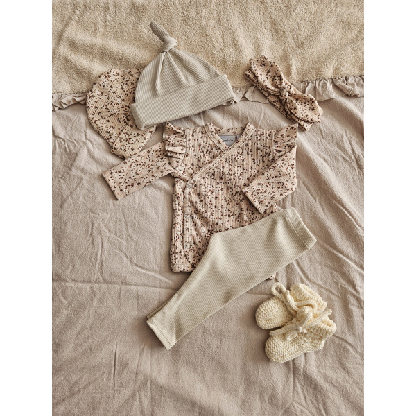 Overslagshirtje rib blossom beige - Afbeelding 2